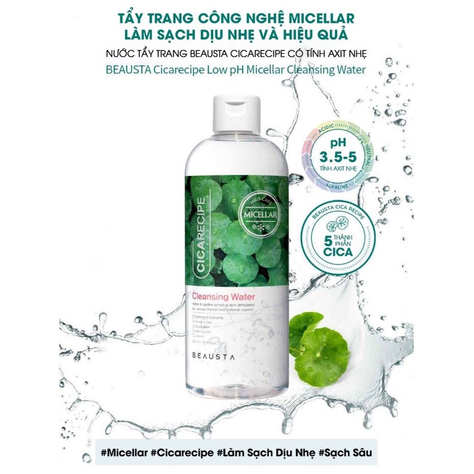 Nước Tẩy Trang Chiết Xuất Rau Má Beausta Cicarecipe Micellar Cleansing Water